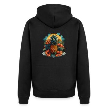 Ananas - Unisex Premium Bio Zip Hoodie - Schwarz - Hinten - Nico (187cm)