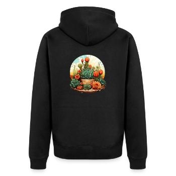 Cactus - Unisex Premium Organic Zip Hoodie - black - Back - Nico (187cm)