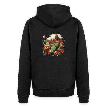 Cactus - Unisex Premium Organic Zip Hoodie - black - Back - Nico (187cm)