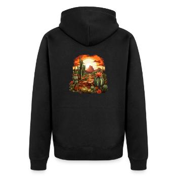 Cactus - Unisex Premium Organic Zip Hoodie - black - Back - Nico (187cm)