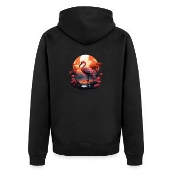Flamingo - Unisex Premium Bio Zip Hoodie - Schwarz - Hinten - Nico (187cm)