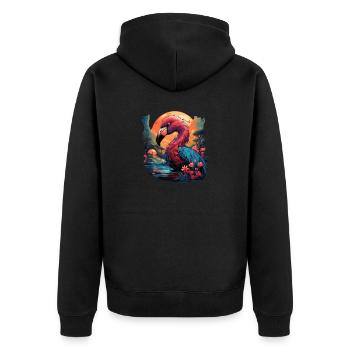 Flamingo - Unisex Premium Bio Zip Hoodie - Schwarz - Hinten - Nico (187cm)