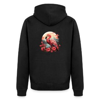 Flamingo - Unisex Premium Bio Zip Hoodie - Schwarz - Hinten - Nico (187cm)