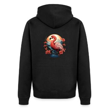 Flamingo - Unisex Premium Bio Zip Hoodie - Schwarz - Hinten - Nico (187cm)