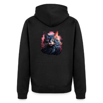 Katze - Unisex Premium Bio Zip Hoodie - Schwarz - Hinten - Nico (187cm)