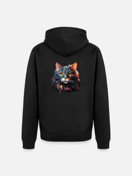 Cat - Unisex Premium Organic Zip Hoodie - black