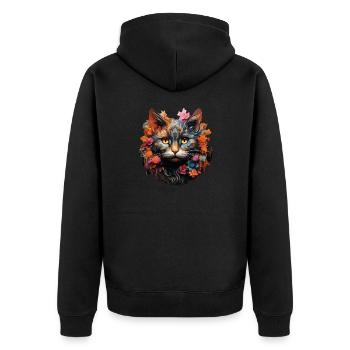 Katze - Unisex Premium Bio Zip Hoodie - Schwarz - Hinten - Nico (187cm)
