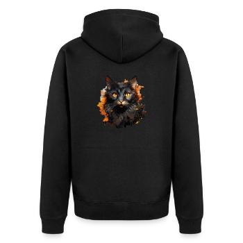 Katze - Unisex Premium Bio Zip Hoodie - Schwarz - Hinten - Nico (187cm)