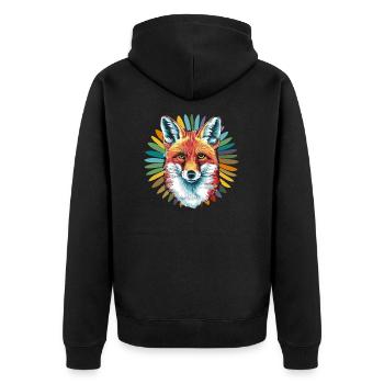 Fuchs - Illustration - Unisex Premium Bio Zip Hoodie - Schwarz - Hinten - Nico (187cm)