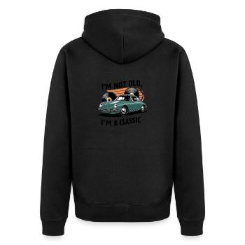 I'm not old, I'm a classic. - Unisex Premium Bio Zip Hoodie - Schwarz - Hinten - Nico (187cm)