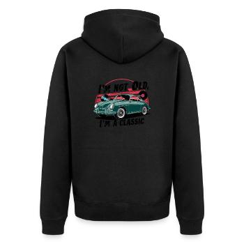 I'm not old, I'm a classic. - Unisex Premium Bio Zip Hoodie - Schwarz - Hinten - Nico (187cm)