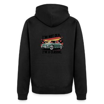I'm not old, I'm a classic. - Unisex Premium Bio Zip Hoodie - Schwarz - Hinten - Nico (187cm)