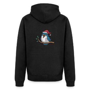Der frühe Vogel kann mich mal - Unisex Premium Bio Zip Hoodie - Schwarz - Hinten - Nico (187cm)