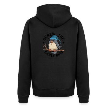 Le lève-tôt peut m’emmener - Veste à capuche bio Premium Unisexe - noir - Dos - Nico (187cm)