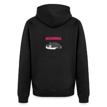 I'm not a morning person. Bring coffee. - Unisex Premium Organic Zip Hoodie - black - Back - Nico (187cm)