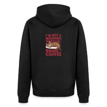 Je ne suis pas du matin. Apportez du café. - Veste à capuche bio Premium Unisexe - noir - Dos - Nico (187cm)
