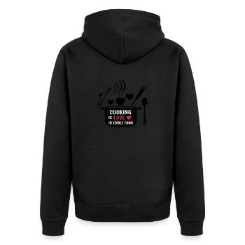 Cooking is love in edible form. - Unisex Premium Organic Zip Hoodie - black - Back - Nico (187cm)