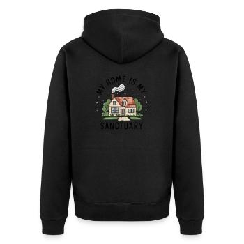 Ma maison est mon refuge. - Veste à capuche bio Premium Unisexe - noir - Dos - Nico (187cm)