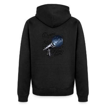 Träume sind wie Sterne, du musst ihnen nur folgen. - Unisex Premium Bio Zip Hoodie - Schwarz - Hinten - Nico (187cm)