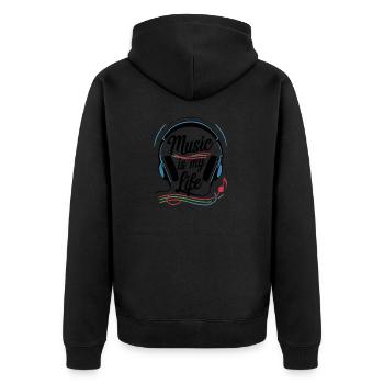 Music is my life - Unisex Premium Organic Zip Hoodie - black - Back - Nico (187cm)