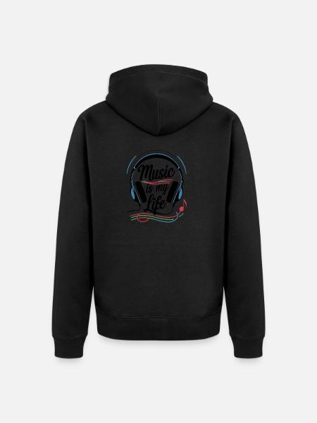 Music is my life - Unisex Premium Organic Zip Hoodie - black