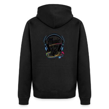 Music is my life - Unisex Premium Organic Zip Hoodie - black - Back - Nico (187cm)