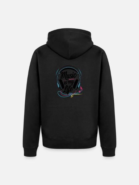 Musik ist mein Leben - Unisex Premium Bio Zip Hoodie - Schwarz