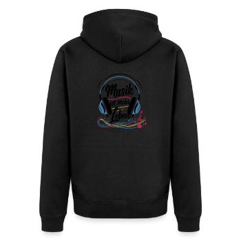 Musik ist mein Leben - Unisex Premium Bio Zip Hoodie - Schwarz - Hinten - Nico (187cm)