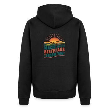 Make the most of every day - Unisex Premium Organic Zip Hoodie - black - Back - Nico (187cm)