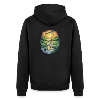 Make the most of every day - Unisex Premium Organic Zip Hoodie - black - Back - Nico (187cm)
