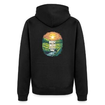 Make the most of every day - Unisex Premium Organic Zip Hoodie - black - Back - Nico (187cm)