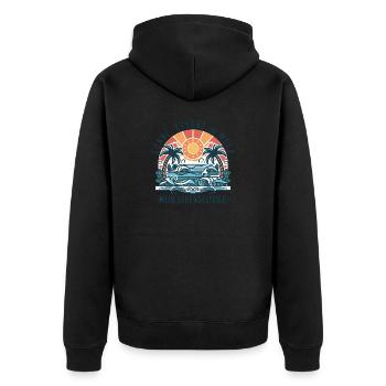 Sun, beach and sea - my elixir of life - Unisex Premium Organic Zip Hoodie - black - Back - Nico (187cm)