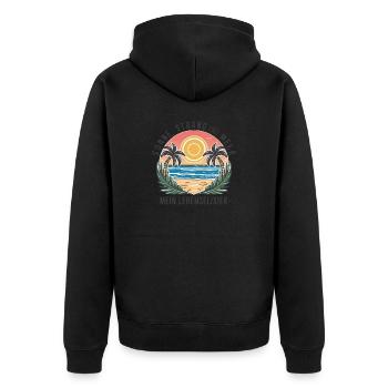 Sun, beach and sea - my elixir of life - Unisex Premium Organic Zip Hoodie - black - Back - Nico (187cm)