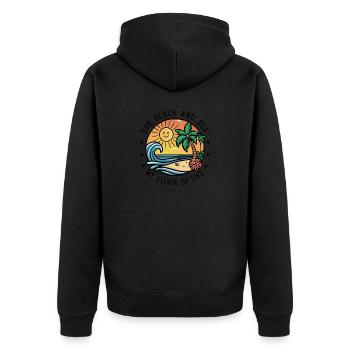 Sun, beach and sea - my elixir of life - Unisex Premium Organic Zip Hoodie - black - Back - Nico (187cm)