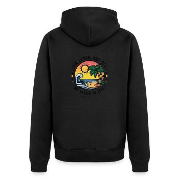 Sun, beach and sea - my elixir of life - Unisex Premium Organic Zip Hoodie - black - Back - Nico (187cm)
