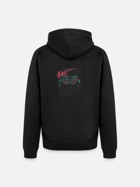 Eat, Sleep, Game, Repeat - Unisex Premium Organic Zip Hoodie - black