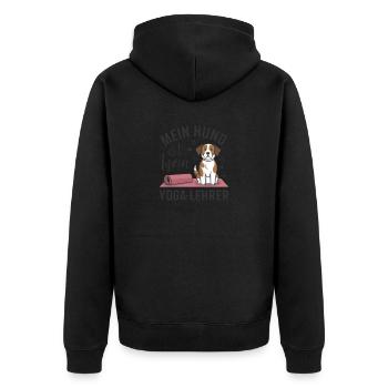 Mein Hund ist mein Yoga-Lehrer - Unisex Premium Bio Zip Hoodie - Schwarz - Hinten - Nico (187cm)