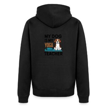 Mein Hund ist mein Yoga-Lehrer - Unisex Premium Bio Zip Hoodie - Schwarz - Hinten - Nico (187cm)