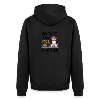 Mein Hund ist mein Yoga-Lehrer - Unisex Premium Bio Zip Hoodie - Schwarz - Hinten - Nico (187cm)
