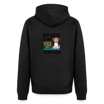 Mein Hund ist mein Yoga-Lehrer - Unisex Premium Bio Zip Hoodie - Schwarz - Hinten - Nico (187cm)