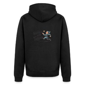 Verfolge deine Träume - Unisex Premium Bio Zip Hoodie - Schwarz - Hinten - Nico (187cm)