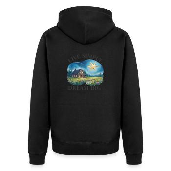 Vivre simplement, rêver grand - Veste à capuche bio Premium Unisexe - noir - Dos - Nico (187cm)
