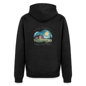 Vivre simplement, rêver grand - Veste à capuche bio Premium Unisexe - noir - Dos - Nico (187cm)