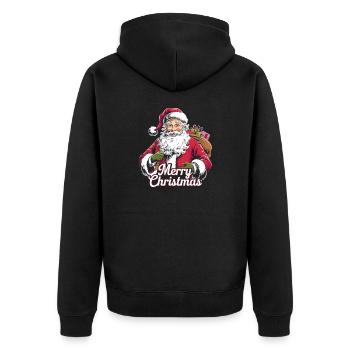 Weihnachtsmann – Frohe Weihnachten Illustration - Unisex Premium Bio Zip Hoodie - Schwarz - Hinten - Nico (187cm)
