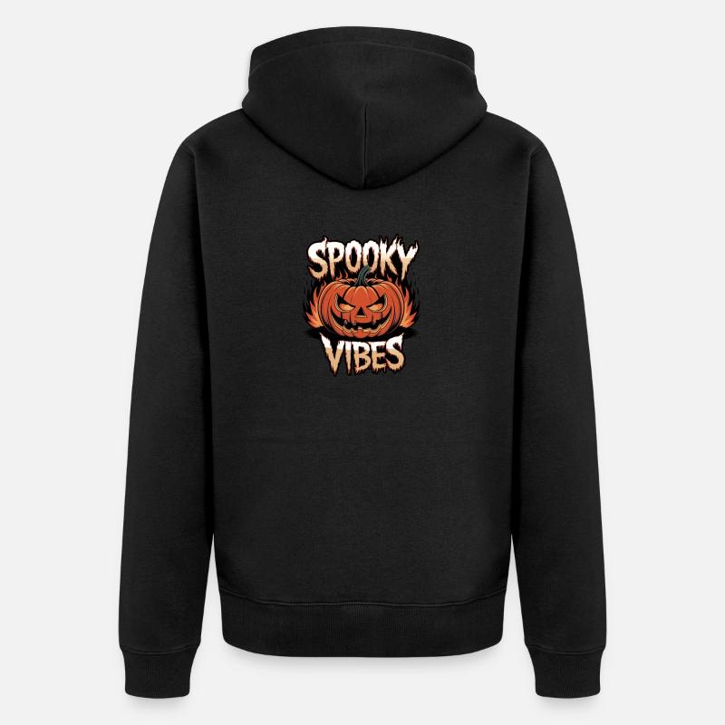 Spooky Jack-o'-lantern – Spooky Vibes - Veste à capuche bio Premium Unisexe - noir