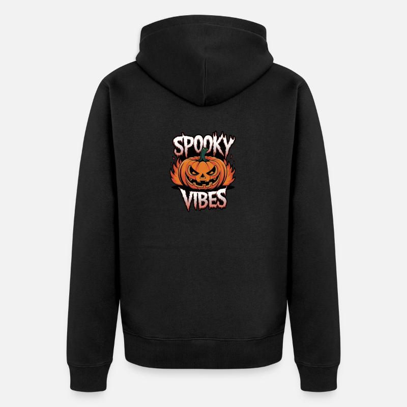 Spooky Jack-o'-lantern – Spooky Vibes - Veste à capuche bio Premium Unisexe - noir