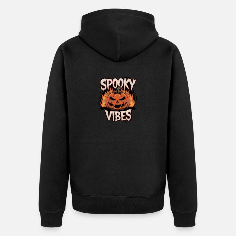 Spooky Jack-o'-lantern – Spooky Vibes - Veste à capuche bio Premium Unisexe - noir