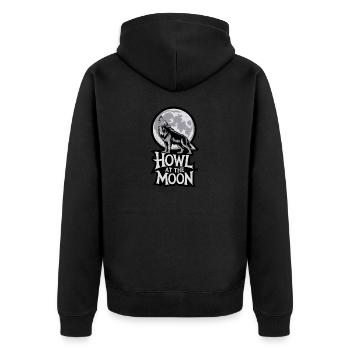 Pleine lune – Hurler à la lune - Veste à capuche bio Premium Unisexe - noir - Dos - Nico (187cm)