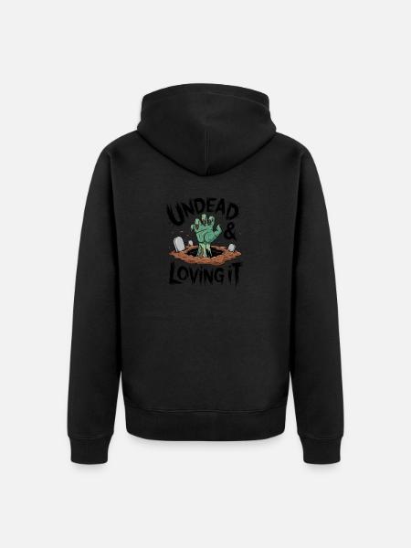 Zombie-Hand - Undead & Loving It - Unisex Premium Bio Zip Hoodie - Schwarz