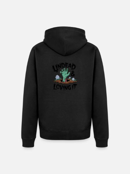 Zombie-Hand - Undead & Loving It - Unisex Premium Bio Zip Hoodie - Schwarz
